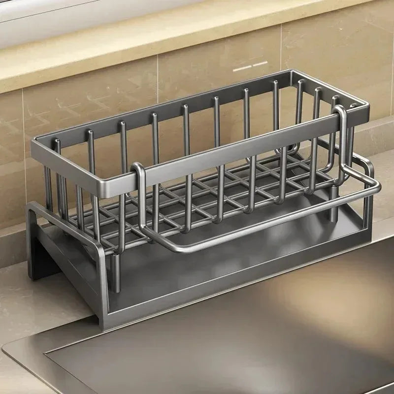 Multifunctional Sponge Draining Rack – Kitchen Cloth & Dishwashing Liquid Storage, Sink & Kitchen Organizer