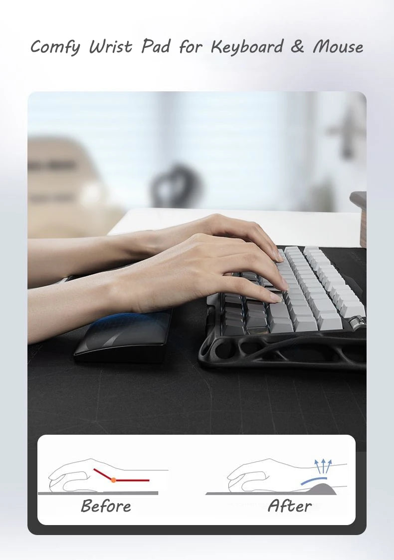 Ergonomic Keyboard Wrist Rest - Soft Cushion for Office & Gaming Non-Slip Base Comfortable Hand Support for Long Typing Sessions