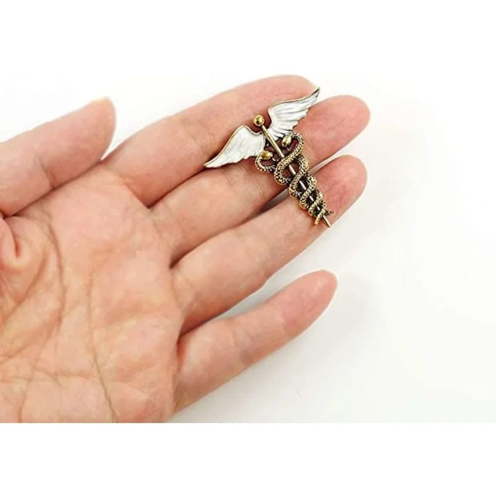 Enamel Medical Symbol Caduceus Brooch Pins For Doctor Nurse Gift Suit Coat Costume Accessories for Holiday Parties