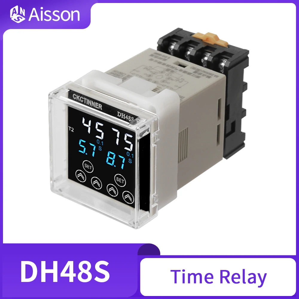 New DH48S Digital Delay Time Relay Precision Programmable Cycle DH48S-S 1Z 2Z Series AC220V DC24V DC12V With Socket Base