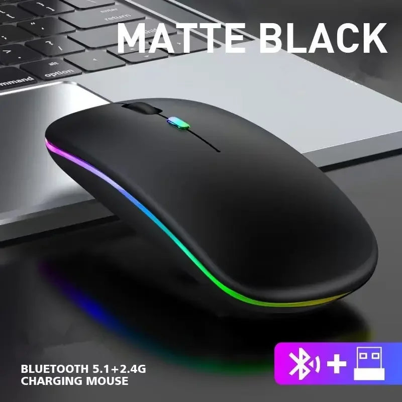 Wireless Bluetooth 5.2 Luminous Mouse USB Charging 2.4GHz Wireless Mouse 1600DPI Portable Gaming Mouse for Tablet Phone Computer