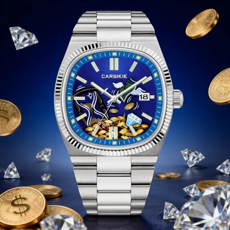 New Square Men's Abstract Art Dial Trendy Retro Luxury Quartz Watch with Multiple Street Style Faces Punk Design Gift