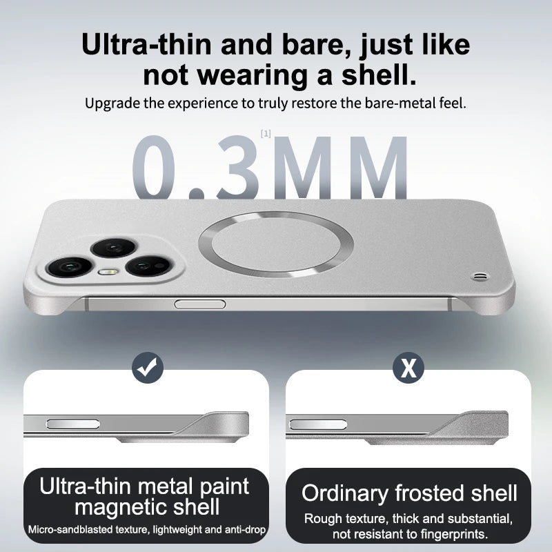 For Honor 400 Pro Ultra Thin Metallic Paint Frameless Hard PC Case for Honor400 400pro Magnetic for Magsafe Protection Cover