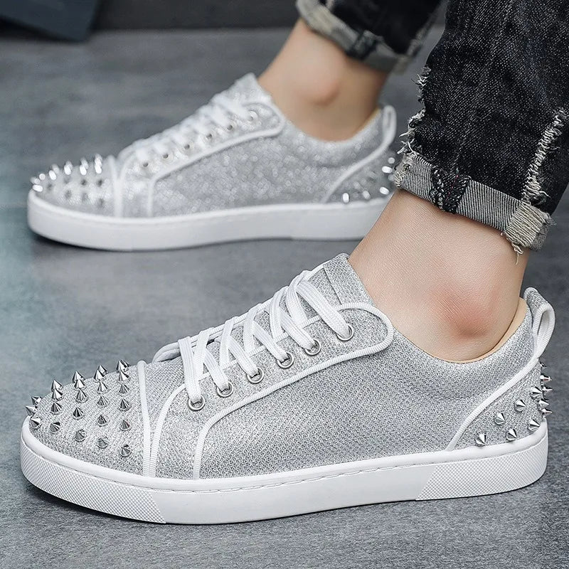 European Station Men's Casual Rivet Board Shoes Fashionable Sneakers For Man Lad Trendy Men's Footwear Flats