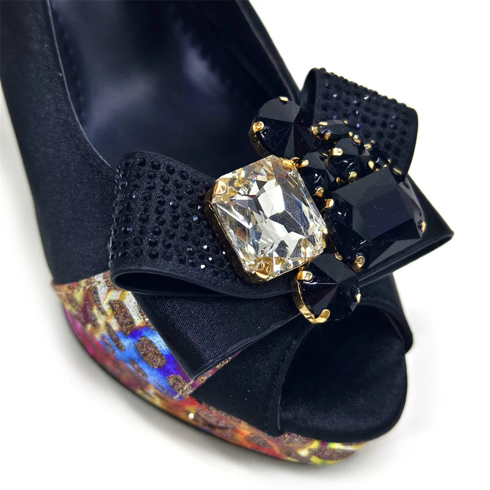 Venus Chan 2024 Newest INS Style Black Color Elegant Women High Heels Nigeria Popular Designer African Ladies Shoes And Bag Set