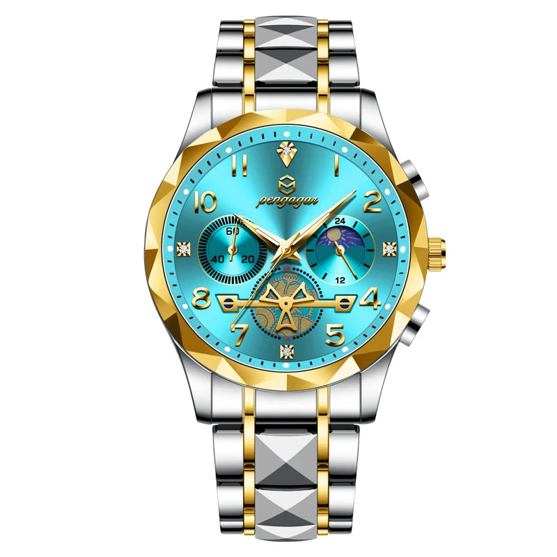 PAAZOMU Luxury Men Watch Top Original Waterproof Luminous Chronograph Man Wristwatch Stainless Steel Quartz Men's Watches Reloj