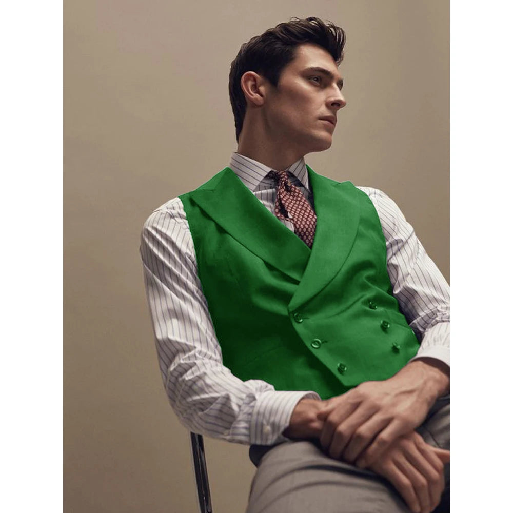 Gentleman Vest Man Dress Vests for Men Vests Double Breasted Elegant Lapel Men's Waistcoat Tuxedo Wedding Dinner Male Clothing