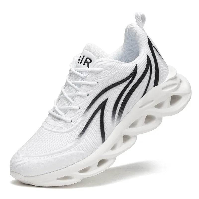 Fashion Running Shoes Men Flame Printed Sneakers Knit Athletic Sports Blade Cushioning Jogging Trainers Lightweight Casual Shoes