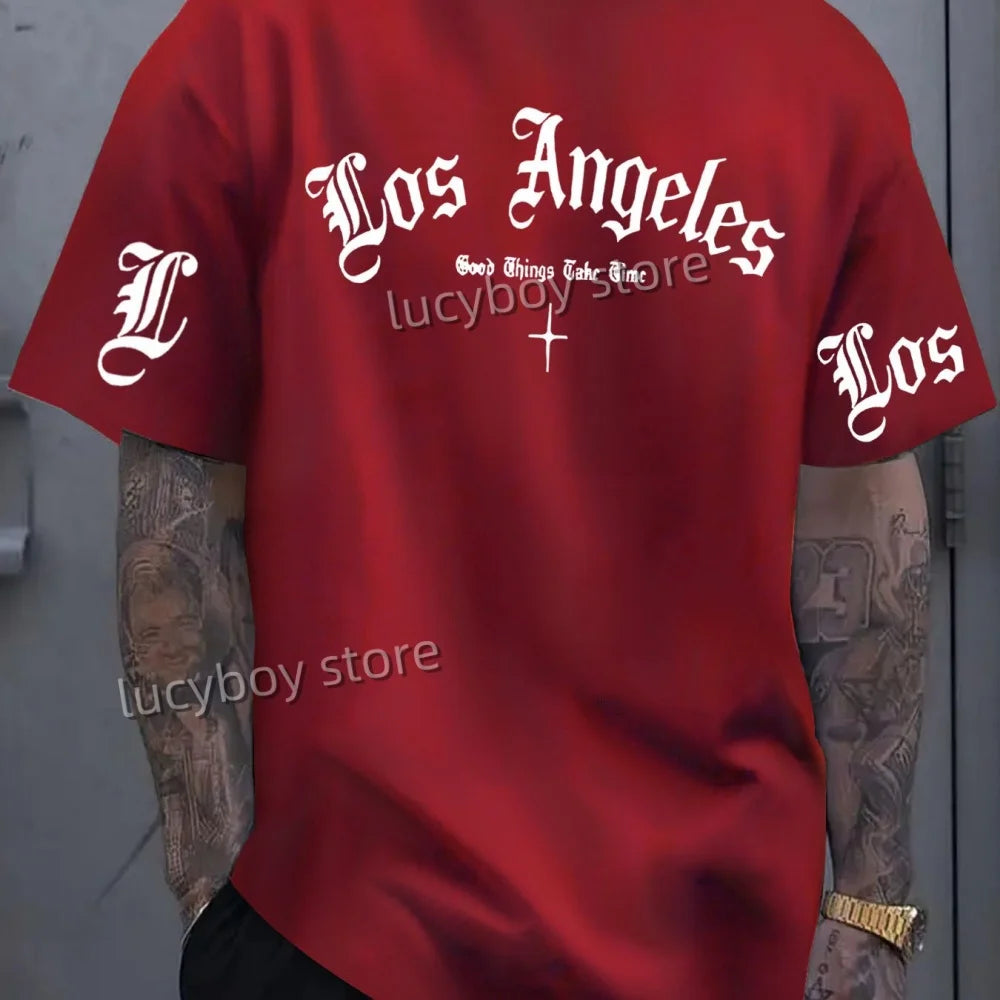 2025 LOS ANGELES  Print Mens  Jersey T-shirt Man Short Sleeve Sport Football T-Shirt  PLUS size round neck Tees Men Clothing
