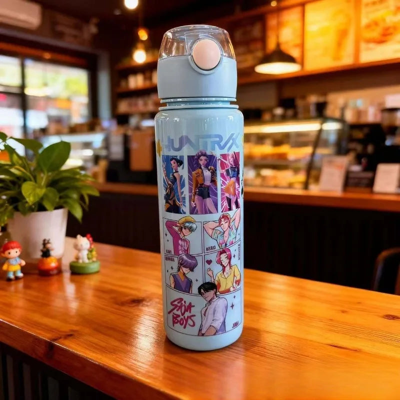 700ML Anime Cartoon Straw Cup K-POP Witch Hunt Large Capacity Tour Portable and Cute Plastic Water Cup for Children