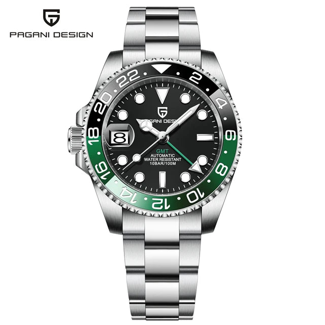PAGANI DESIGN 2026 40MM Luxury Men GMT Automatic Machinery Watch Ceramic Bezel Jubilee Strap Sapphire Waterproof Watches for men