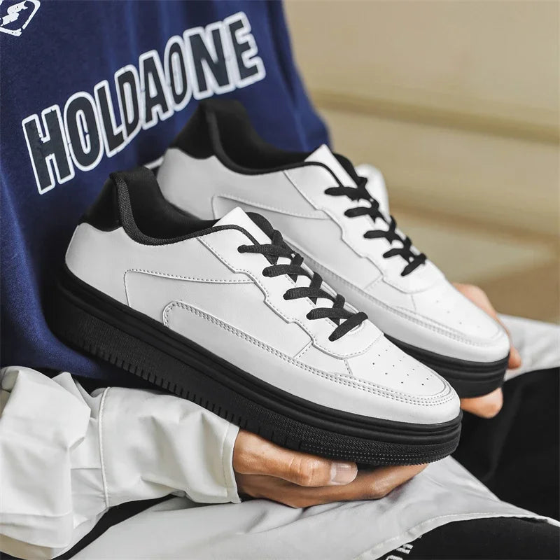Mens Board Shoes Sneakers Skate Shoes Casual Sports Shoes Classic Comfortable Breathable Trendy Cushioned White Shoes Large Size