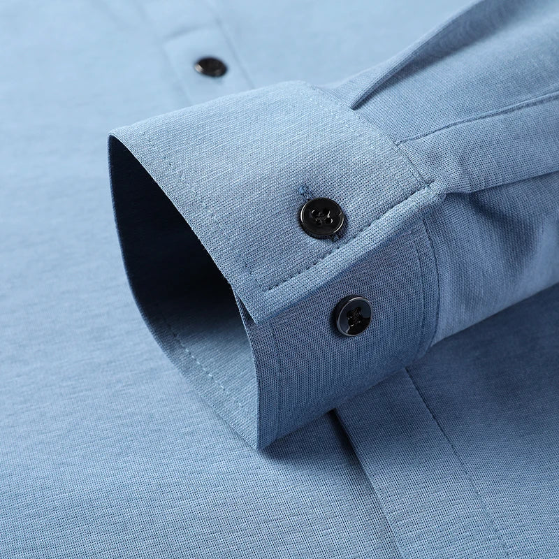 Top Grade Mulberry Silk 5.2% New Slim Fit Fashion Designer Brand Luxury Men Shirts 2025 Long Sleeve Plain Casual  Mens Clothes
