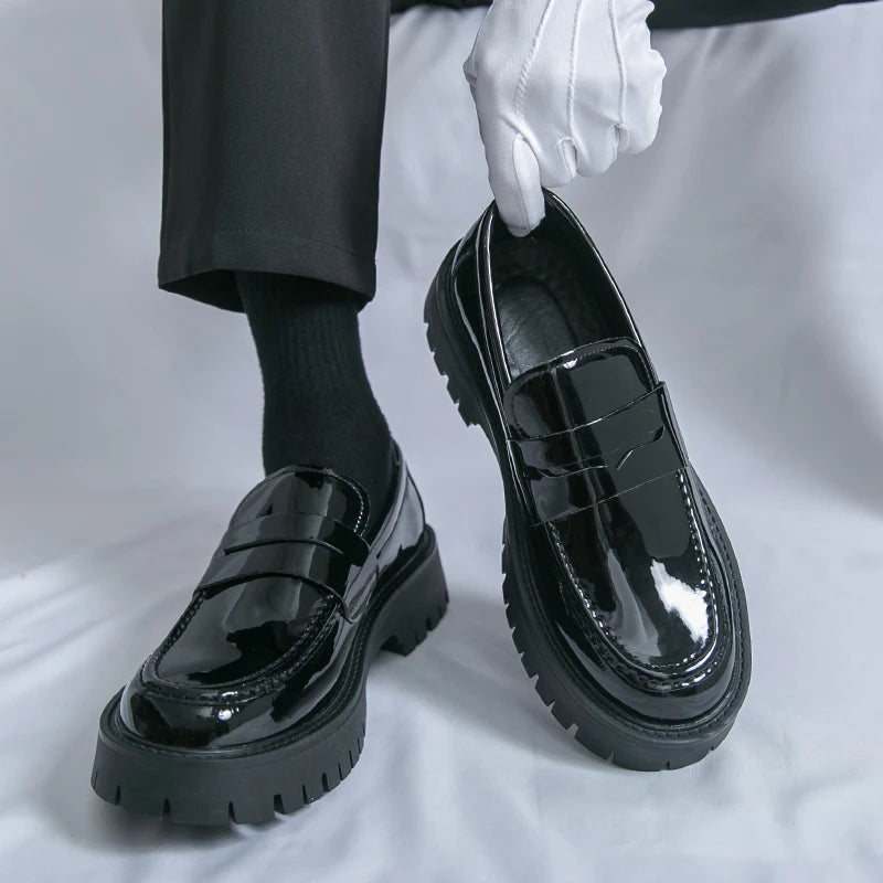 New Platform Leather Shoes Men Classic Leather Loafers Man Party Social Derby Men's Dress Formal Shoes Casual Business Brogues