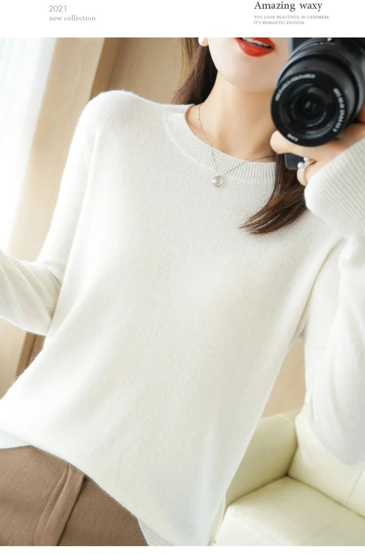 Women Sweater O-neck Autumn Winter BasicPullover Warm Casual Pulls Jumpers Korean FashionSpring Knitwear Bottoming Shirt 2026