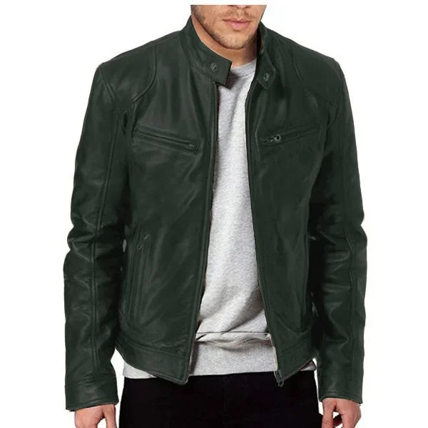 New Men's Clothing Men Leather Coat Stand Collar Punk Motorcycle Leather Jacket Spring Summer Fashion