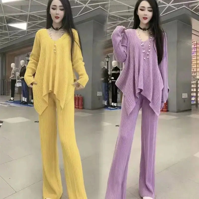 Casual Suit for Women's Spring and Autumn New Loose Irregular Tops to Make Them Look Slim and Fashionable Two-piece Set
