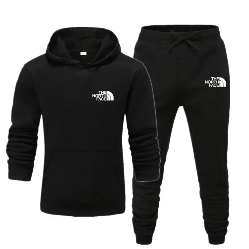 Autumn and winter printed men's and women's fashionable casual sportswear outdoor fitness jogging set hooded sportswear pants