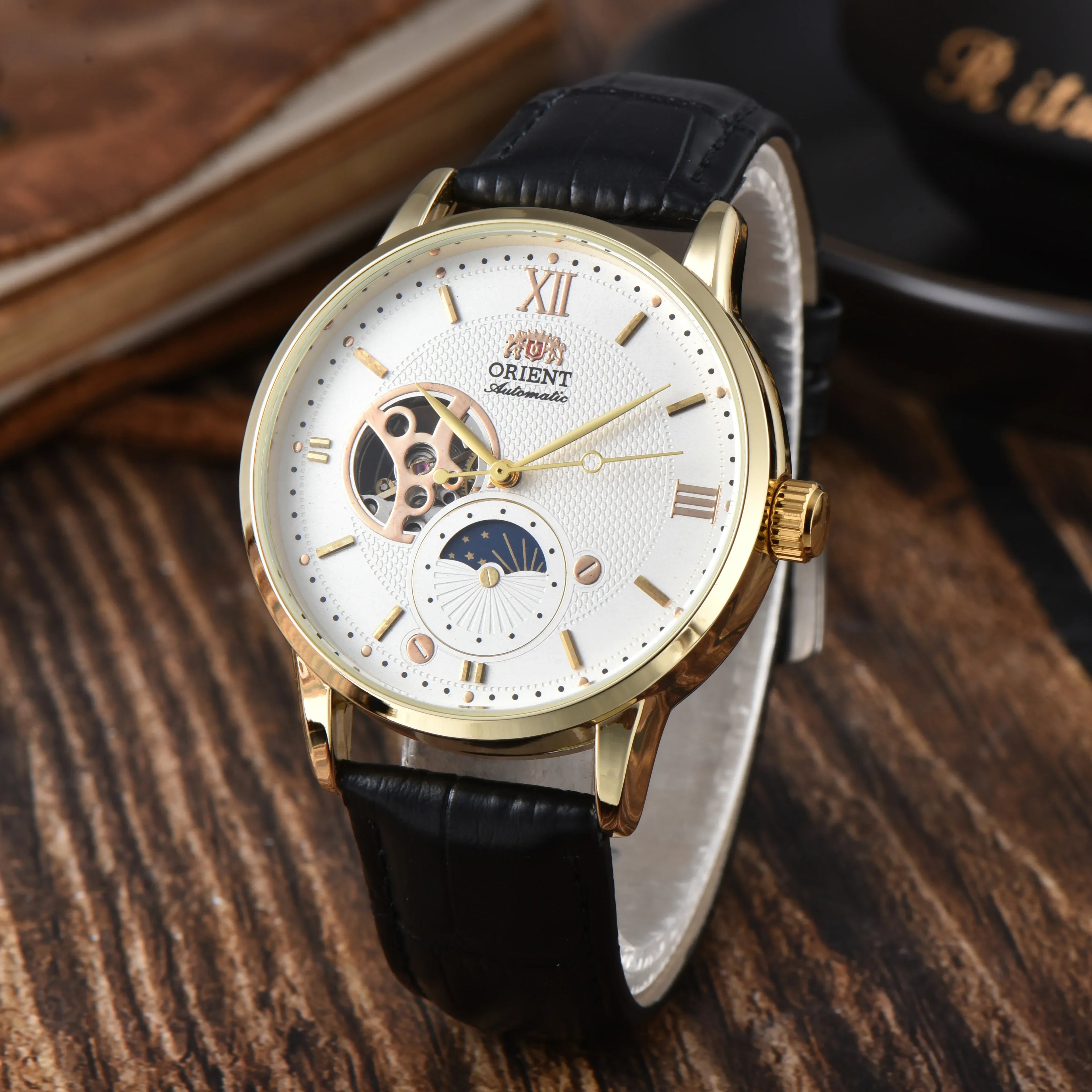 9898 Store Orient Series Sports Mechanical Automatic Unisex Watch Sun, Moon, and Stars World Time Full Function