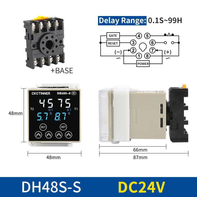 New DH48S Digital Delay Time Relay Precision Programmable Cycle DH48S-S 1Z 2Z Series AC220V DC24V DC12V With Socket Base