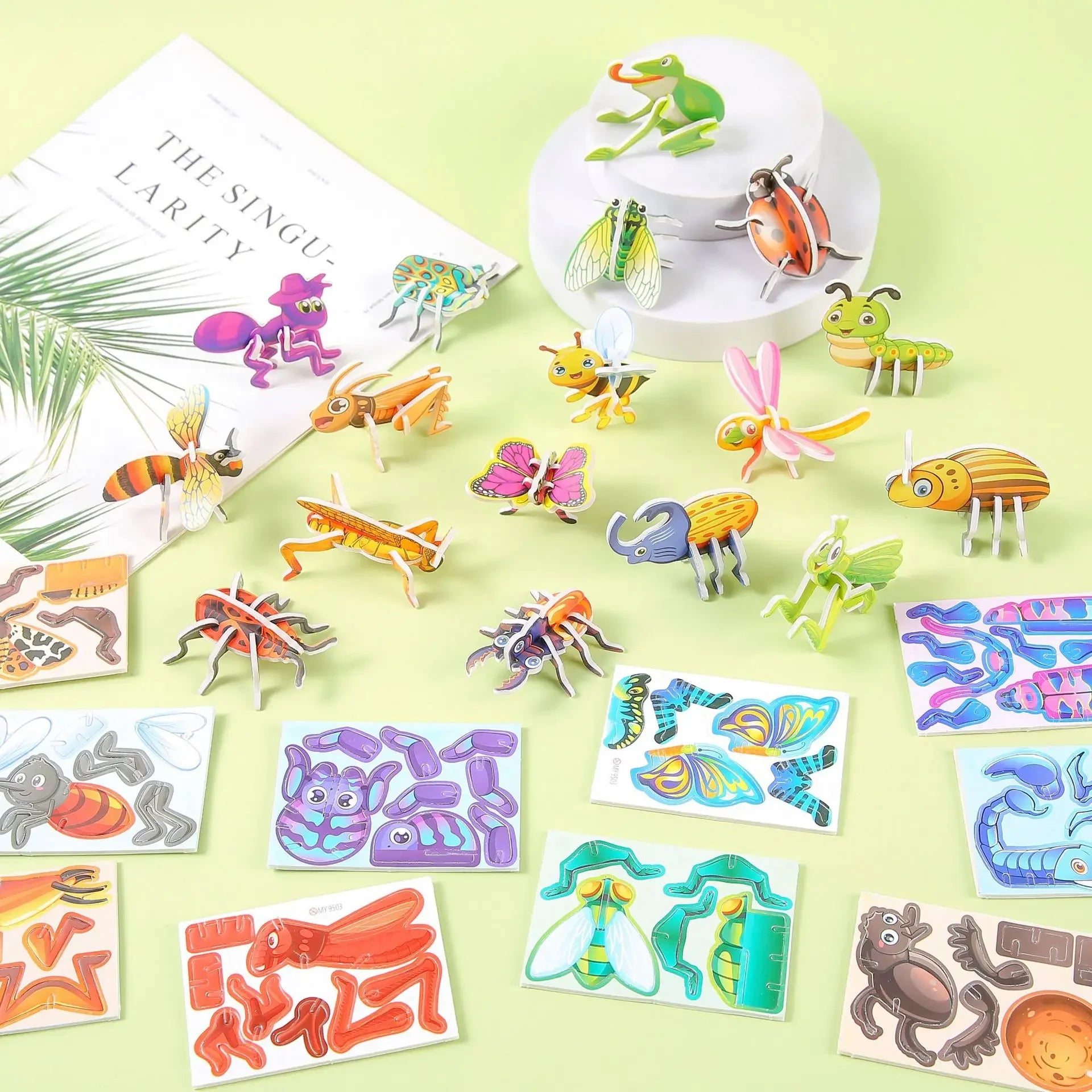 30Pcs Children's 3D DIY Puzzle Mini Aircraft Tanks Animal Dinosaur Model Paper Jigsaw Puzzles Early Educational Toy for Kids