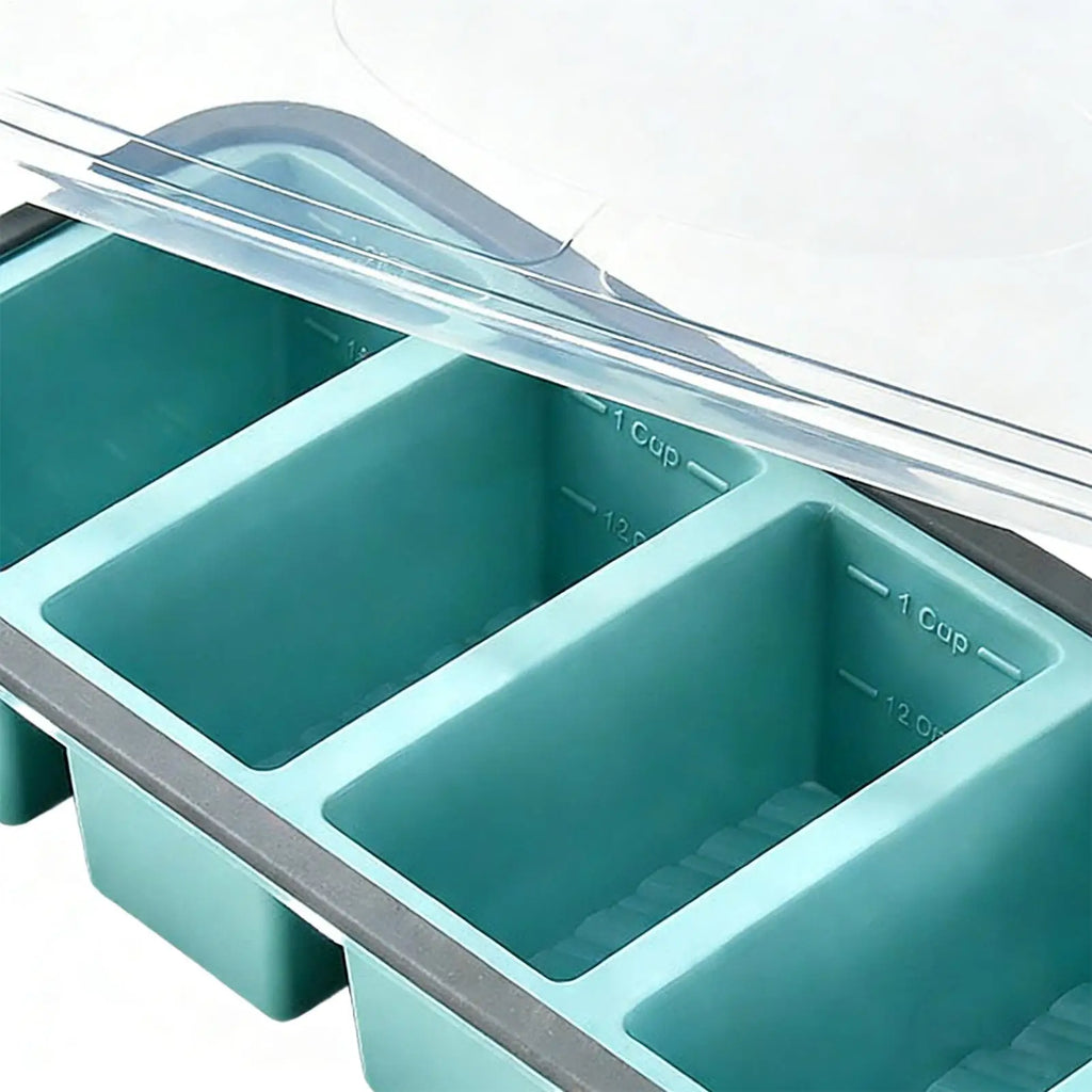 Silicone Freezer Tray Mold with Lid Storage Box Food Box Ice Cubes Tray Mold Storage Containers for Soup Broth Meal Prep