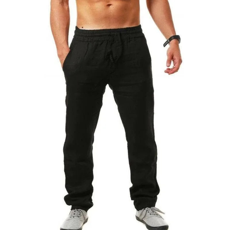 2025 new men's cotton and linen pants, loose and cool casual pants, elastic waist pants, casual oversized street wear, lightweig