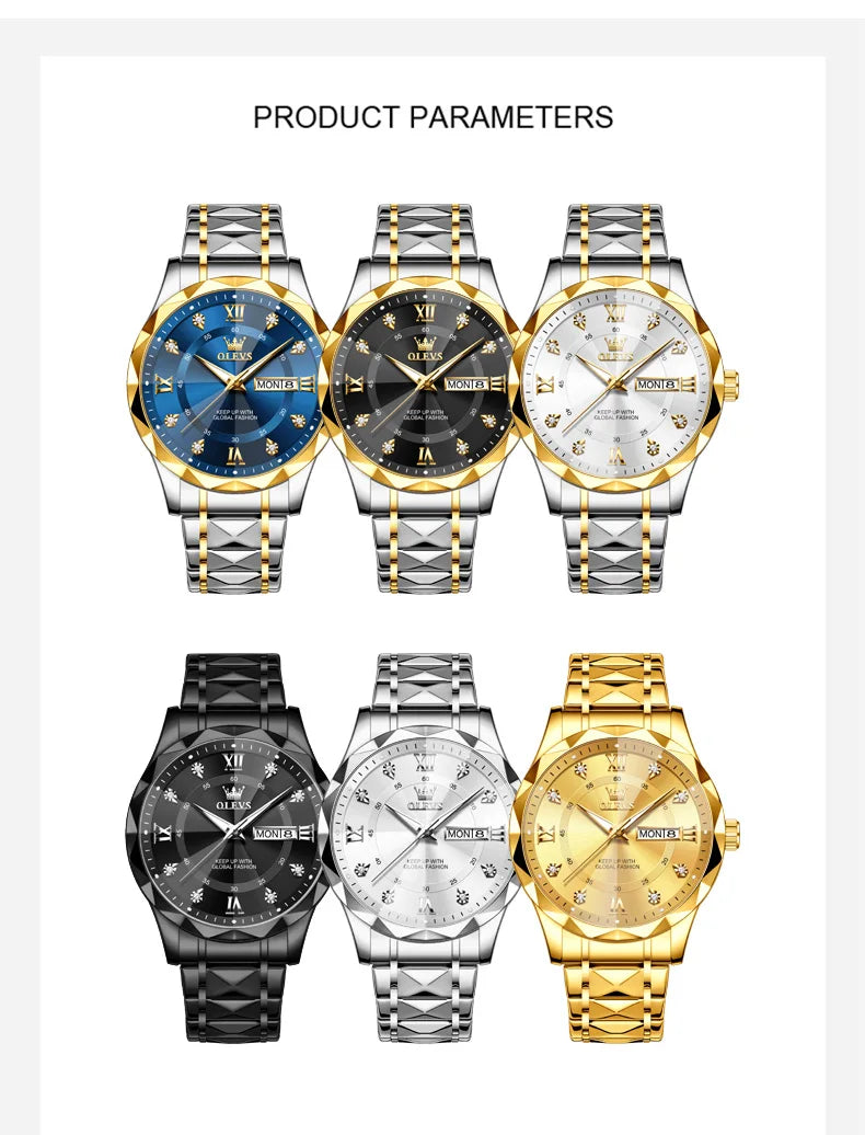 OLEVS High Quality Luxury Quartz Watch for Men New Original Fashion Male Watch Waterproof Calendar Luminous Men's Wrist Watches