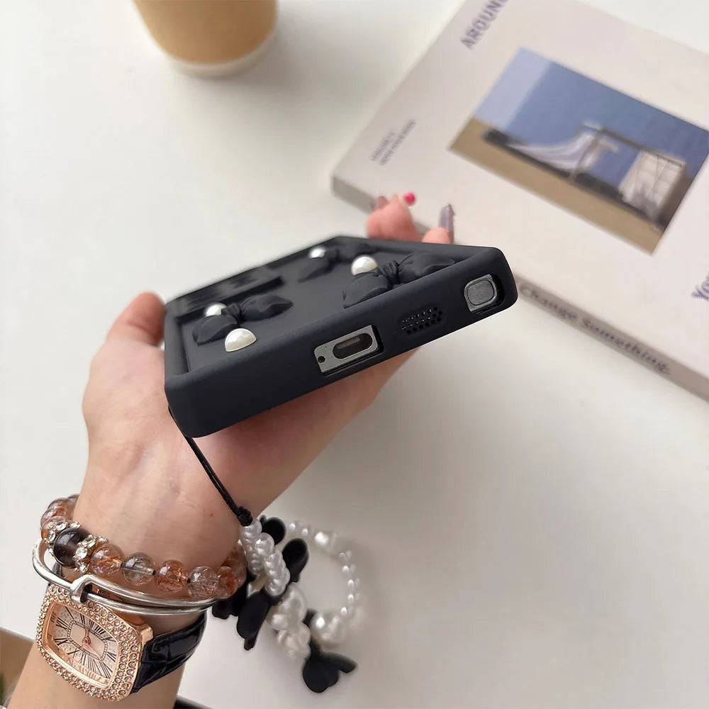 3D Bowknot Pearl Silicone Phone Case For Huawei Nova Y91 Y90 Y61 Y71 Y72 Y70 Y9A Y7A Y6S Y8S Y9S Y6P Y8P P Smart Z 2021 Cover