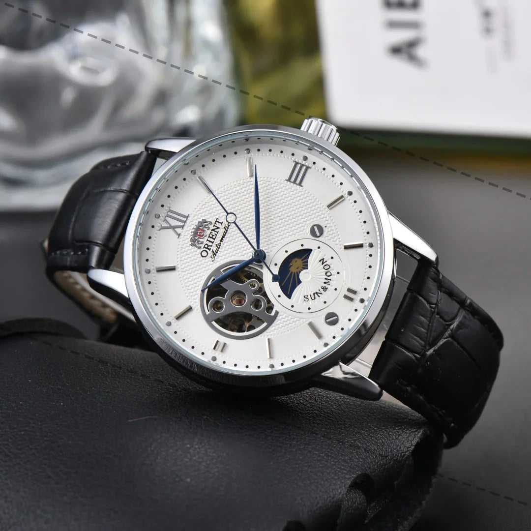 Orient Series Sports Sun, Moon, and Stars Skeleton Mechanical Men's Sports Watch Full Functionality World Time