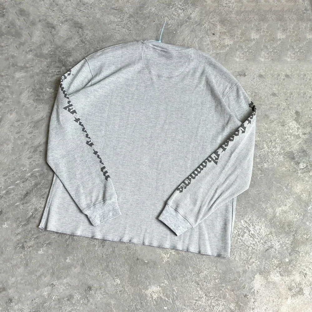Yao Fashion Vintage Loose Streetwear HipHop Sanskrit Logo Print Tee High Quality Long Sleeve Oversize Y2k T Shirt For Men
