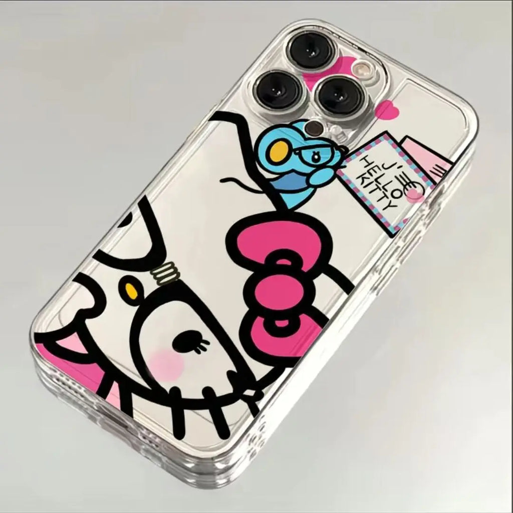 Cute Hello Kitty Phone Case For iPhone 16e 16 15 14 13 12 11 17 Pro Max XR XS Max 14 15 16 Plus Mini Soft Shockproof Clear Cover