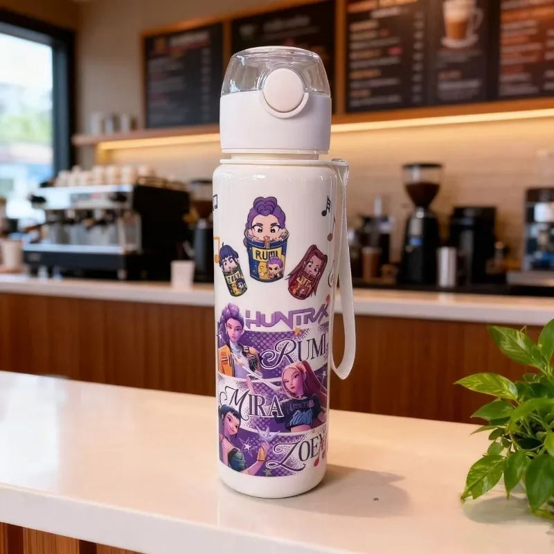 700ML Anime Cartoon Straw Cup K-POP Witch Hunt Large Capacity Tour Portable and Cute Plastic Water Cup for Children