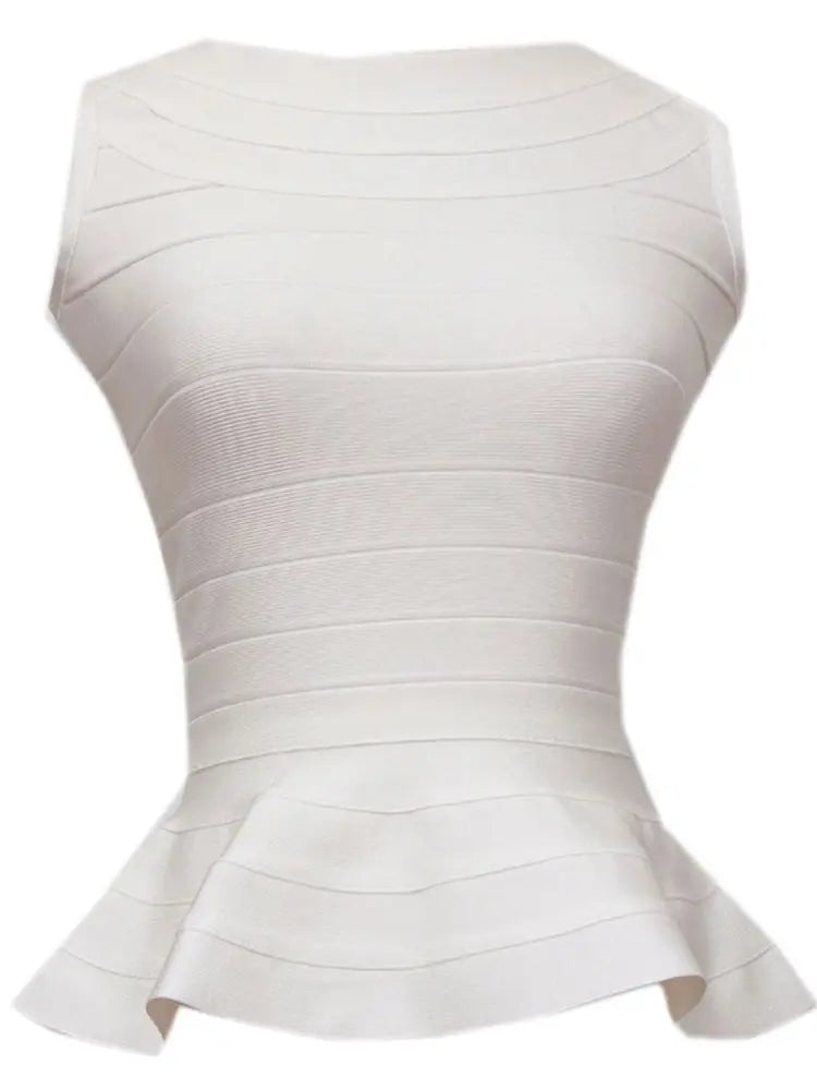 BEAUKEY Fashion Sleeveless Fishtail HL Bandage Tops Vest Slim Thin Waist Sexy Long Elastic Tops  7 Colors  XL OL Top