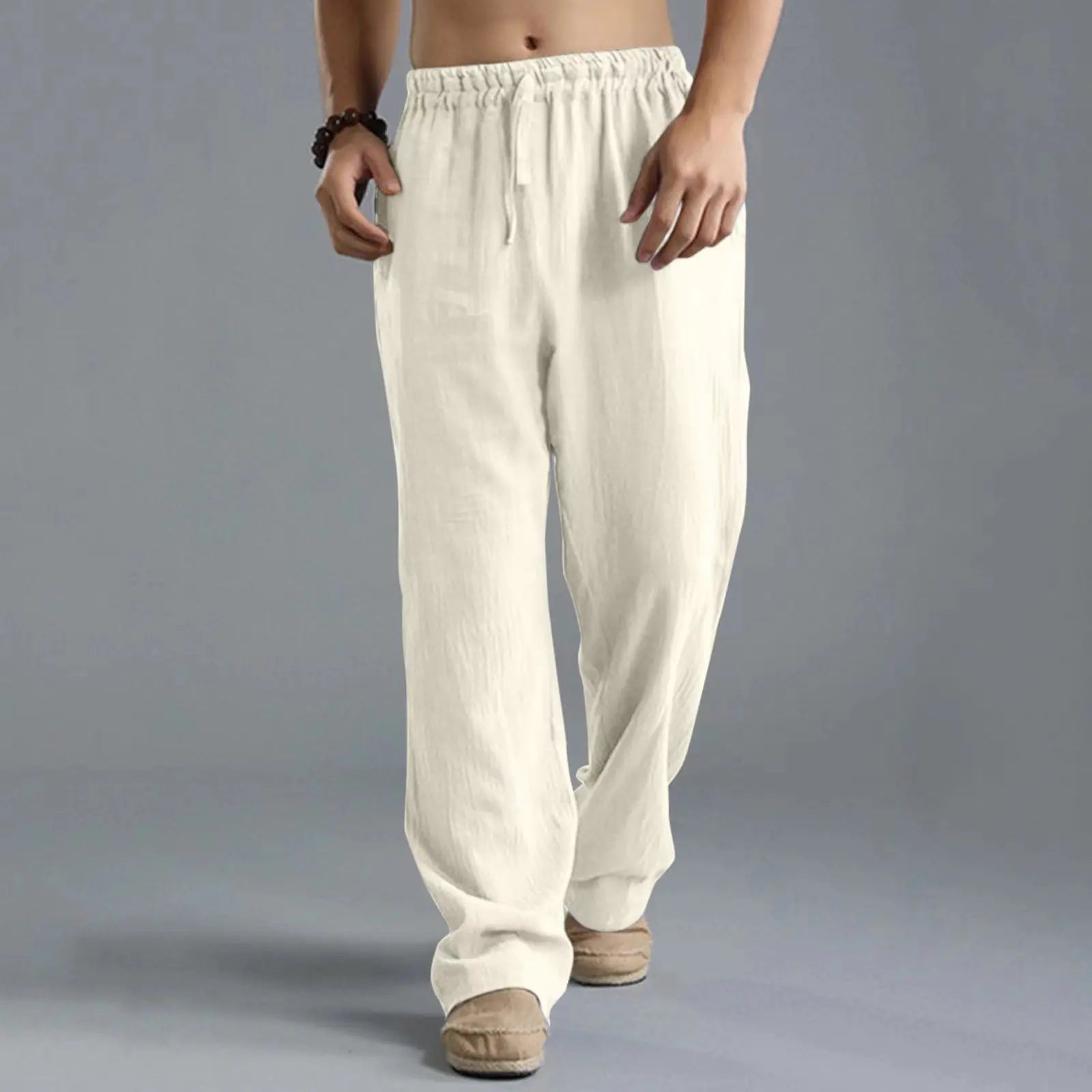 2026 New Men's Cotton Linen Pants Male Autumn New Breathable Solid Color Linen Trousers Fitness Streetwear S-5XL