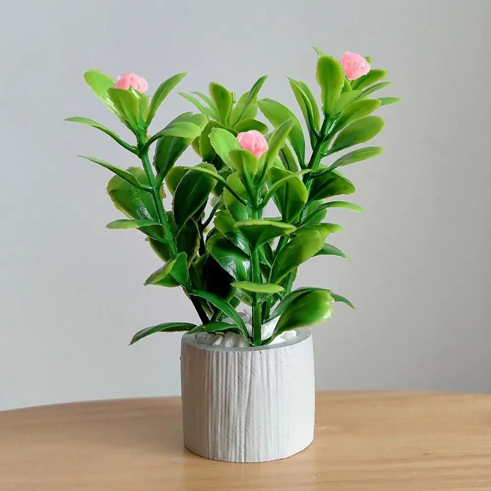 1PC Dollhouse Potted Plant 1:6 Scale Lifelike Mini Flower Pot Home Decoration Micro Landscape Miniature Green Leaves Bonsai