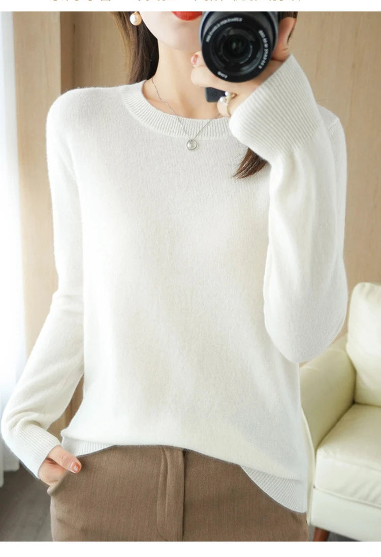 Women Sweater O-neck Autumn Winter BasicPullover Warm Casual Pulls Jumpers Korean FashionSpring Knitwear Bottoming Shirt 2026