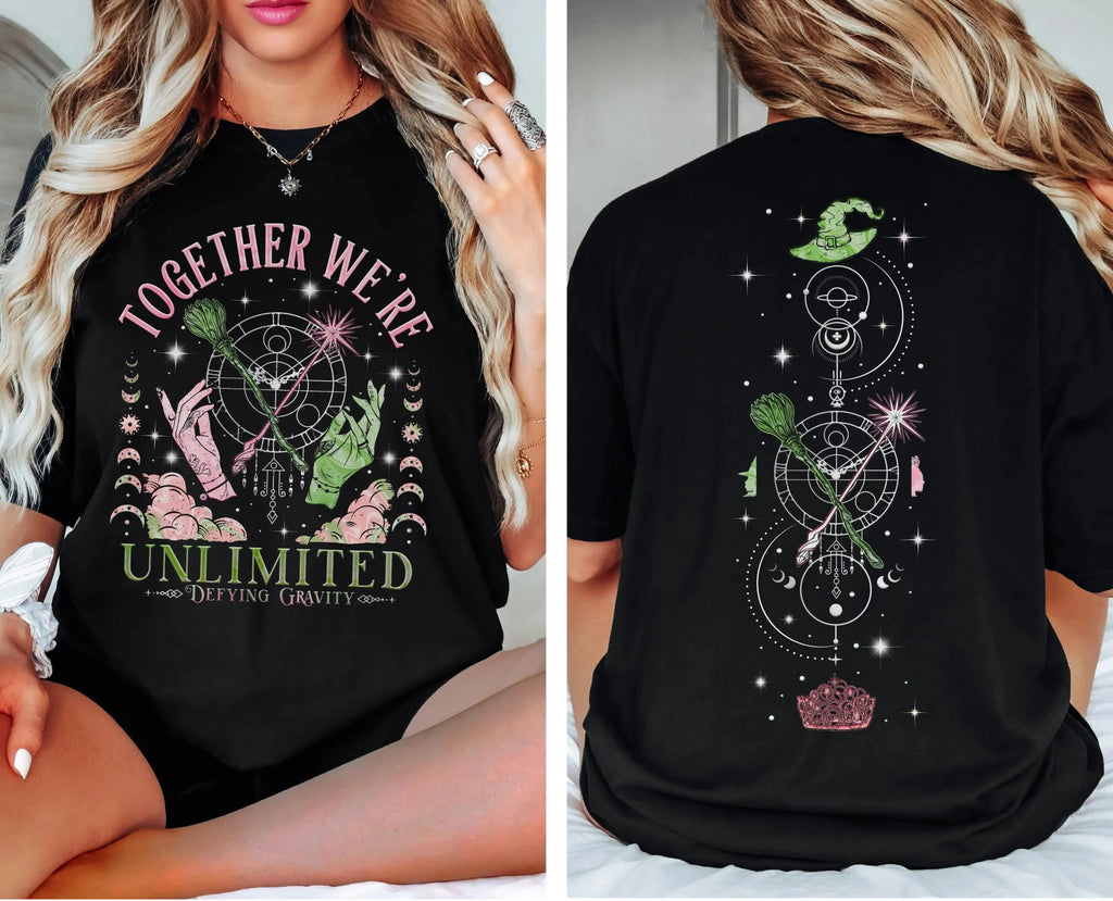 Together We’re Unlimited Shirt Defy Gravity Shirt Wicked Witchcore Gift Pink Green Wicca Shirt, Wizard Movie Fan Apparel