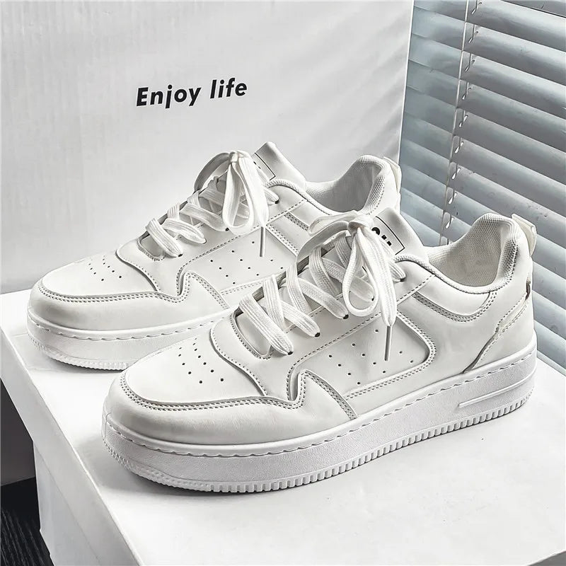 2026 Spring and Summer Men's Shoes, New Breathable Sneakers, Men's Trendy and Versatile Thick-Soled White Shoes