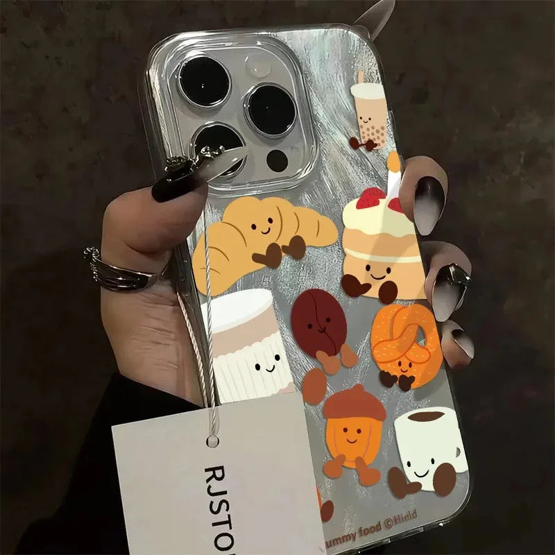 Delicious Dessert Bread Phone Case For iPhone 17 Pro Max Air 16 15 14 13 Pro Max 12 11 XS XR X Plus Fashion Cartoon Hard Cover