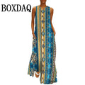 Elegant Women Party Dress Sleeveless Fashion Summer Casual 3D Print Female Long Dress 2025 New Women Tank Maxi Dresses Sundress
