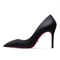 HLTINO Red Bottom Shoes with Sequinces 12cm Pointed Toe Genuine Leather Pumps Women's Sexy High Heeled Shoes Spring Summer