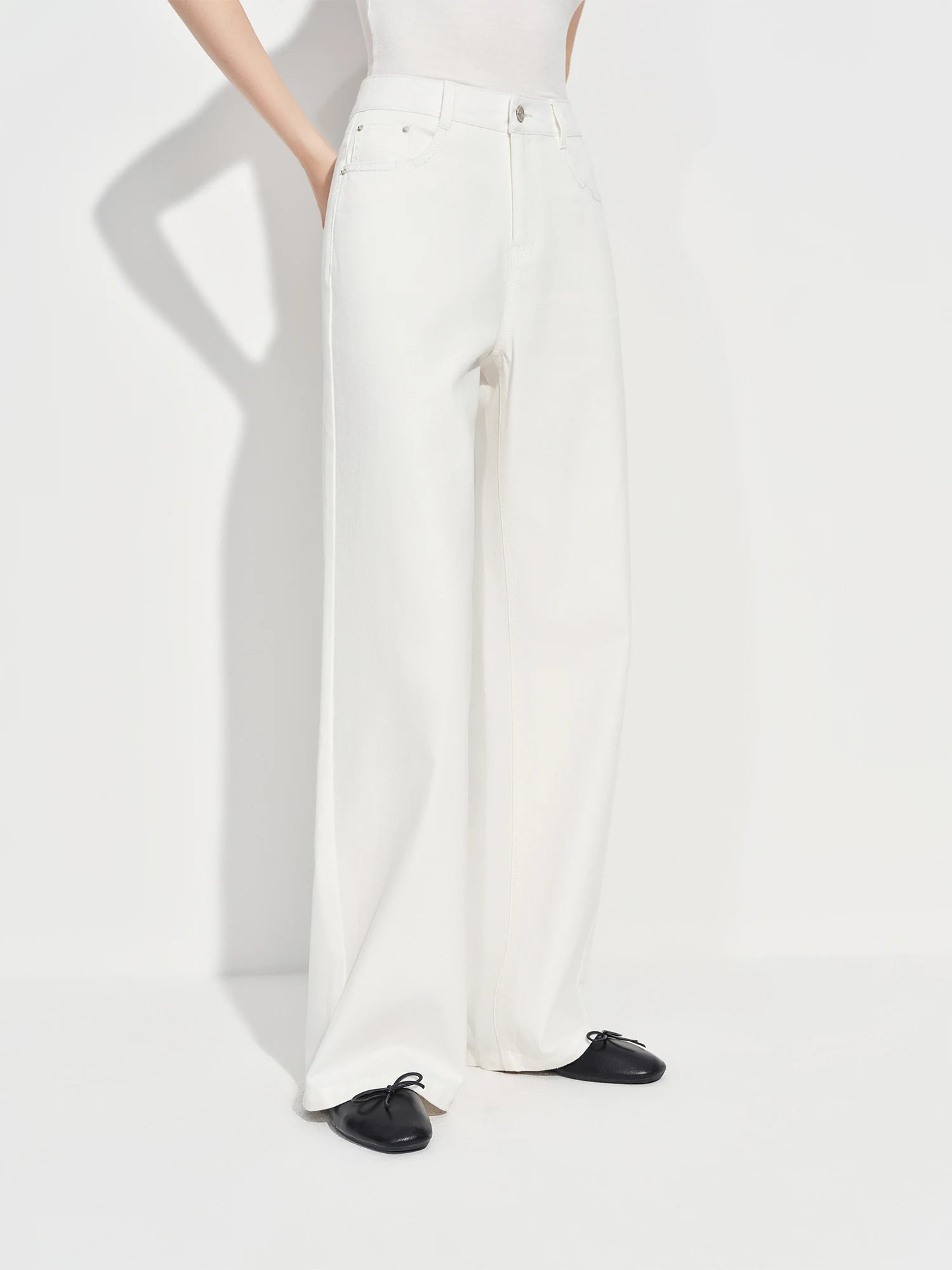 FSLE Commute Versatile Fashionable Slimming Straight Narrow Wide-Leg Jeans for Women Spring 2026 New Arrival High-waisted Pants