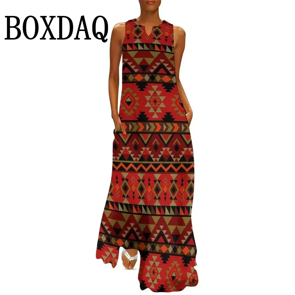 Elegant Women Party Dress Sleeveless Fashion Summer Casual 3D Print Female Long Dress 2025 New Women Tank Maxi Dresses Sundress