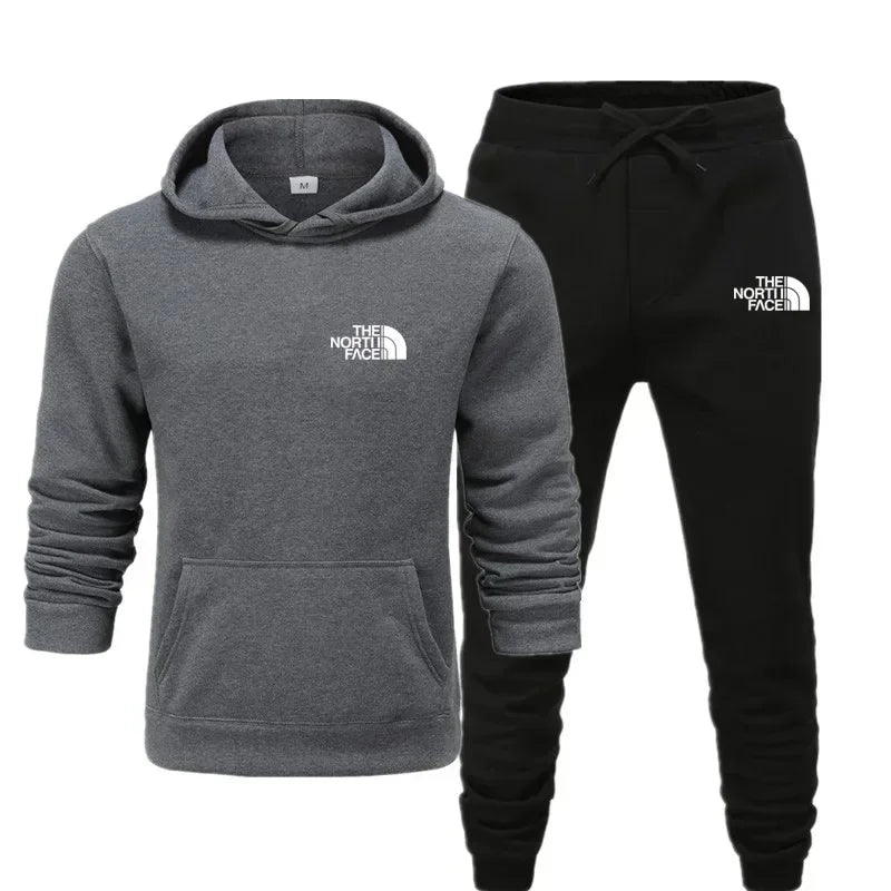 Autumn and winter printed men's and women's fashionable casual sportswear outdoor fitness jogging set hooded sportswear pants