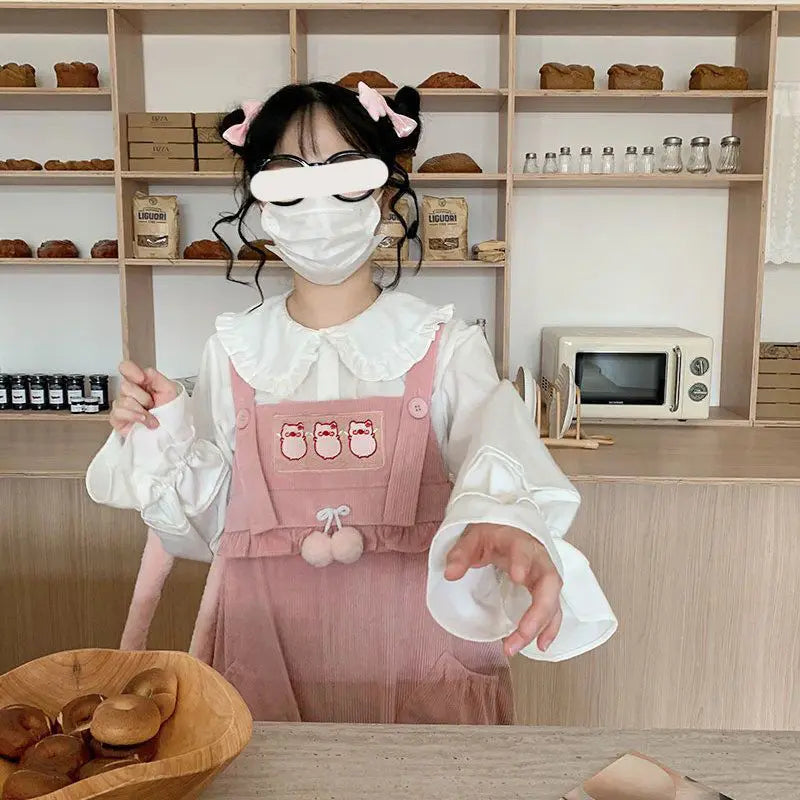 Sweet Kawaii Casual Pink Fashion Harajuku Cargo Harem Pants Women Bow Girls Overalls Streetwear Vintage Cute Jumpsuit
