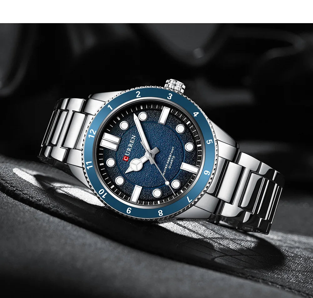 CURREN 8450 Top Brand Luxury Sport New Men Watch Military Waterproof Original Male Clock Stainless Steel Strap Quartz Wristwatch