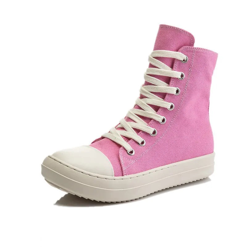 Brand Men Shoes Casual Canvas Distress Flats High to Ankle Boots Women Owens Vintage Original Luxury Designers Sneakers