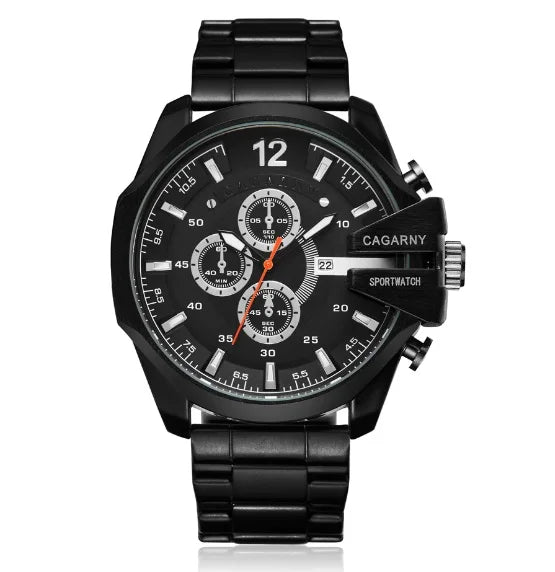 CAGARNY 6839 Luxury Steel Strip Quartz Men's Watch Calendar Luminous Large Dial Mens Watches Relogios Masculino Montres Hommes