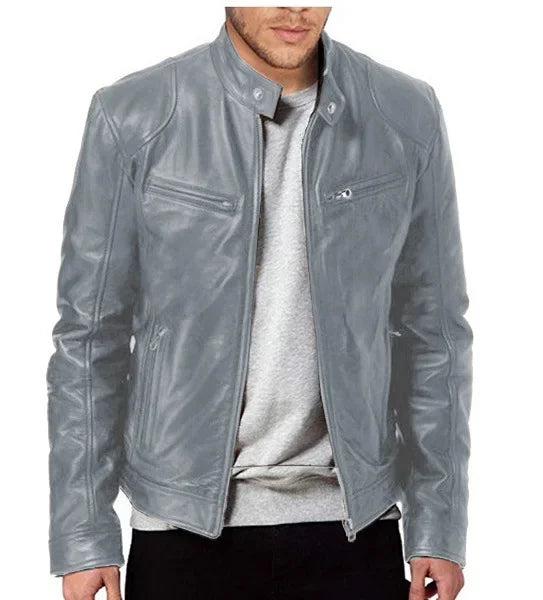 New Men's Clothing Men Leather Coat Stand Collar Punk Motorcycle Leather Jacket Spring Summer Fashion